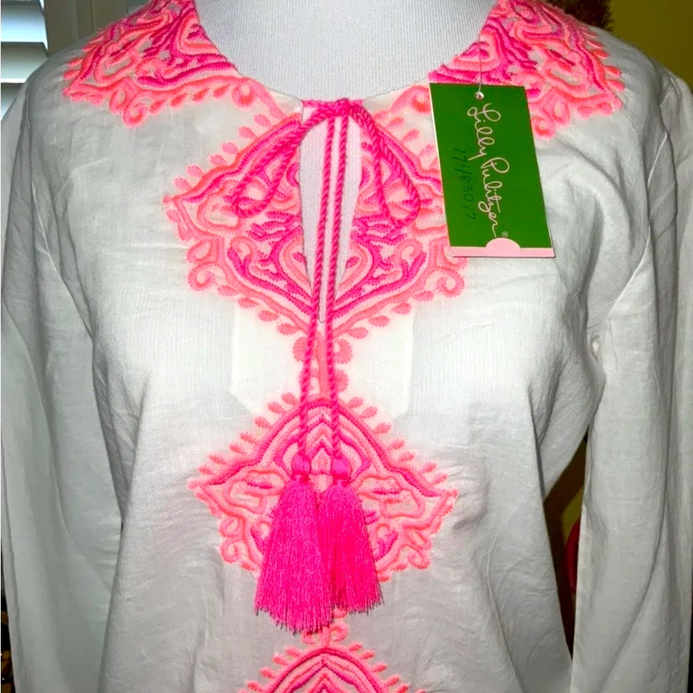 Lilly Pulitzer NWT Amelia Island Tunic Embroidered $138 Size XS Gorgeous! - Picture 2 of 6